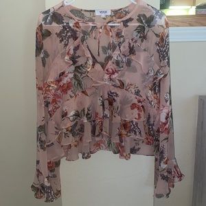 Vogue Boutique Floral Ruffle Blouse